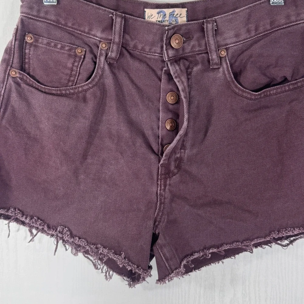 We The Free Twenty Six Cut Off Denim Shorts Button Fly Size 26 Purple‎